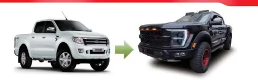 Рестайлинг-комплект для Ford Ranger T6 2012–2015 в вид F-150 Raptor 2022+ — фото 2