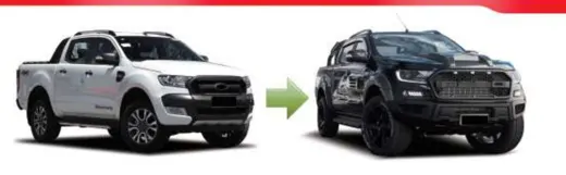 Рестайлинг-обвес для Ford Ranger T7 2015–2019 в стиле Raptor — комплект — фото 2