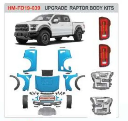 Рестайлинг-комплект для Ford Ranger T8 2019–2022 в вид F-150 Raptor