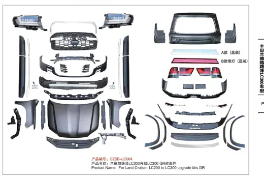 Рестайлинг-комплект для Toyota Land Cruiser 200 2007–2021 в вид Land Cruiser 300 GR Sport