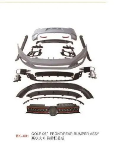 Обвес для VW Golf 6 2008–2012 в стиле GTI: бамперы, решётки, спойлер, пороги